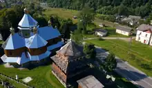 The Church of St. Archangel Michael and the Bell Tower in the village of Yasenytsia-Zamkova.
