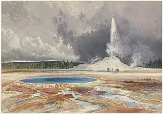 Color lithograph by Thomas Moran, 1874.